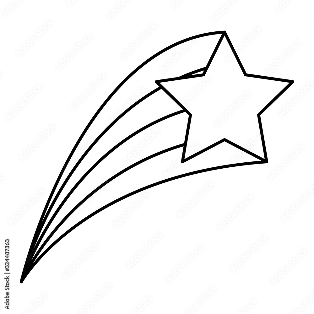 Wall mural cute shooting star magic line style icon vector illustration design