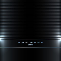 Abstract blue lines with lighting effect on black metallic background and texture.
