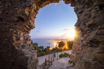 The sun at sunset from the hermitage of Blanes