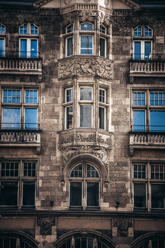 Berlin / Germany - 13 May 2019: Classic 18-19th century architecture at Berlin streets, cloudy summer day