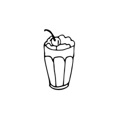 Summer cocktail. Concept of vacation and travel. Hand drawn vector illustration. Isolated on a white background. 