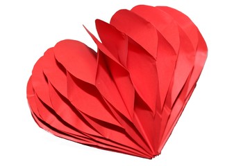 Origami paper garland. Origami heart, origami ball.