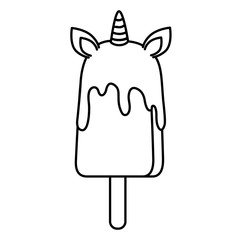 cute and delicious unicorn ice cream line style icon vector illustration design