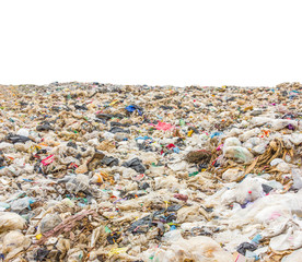 garbage dump pile in trash dump or landfill,truck is dumping the gabage from municipal,garbage dump pile isolated on white background pollution concept