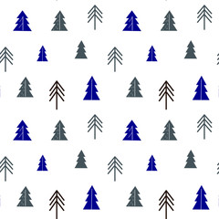 Obraz premium Nordic style seamless pattern, swatch with fir trees simple elements. Isolated stock vector illustrations on white background. Wrapping paper, wall art decor, invitation, greeting design