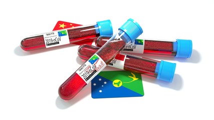 Territory of Christmas Island national flag 3D wuhan 2019-ncov virus bio test tube. 3D illustration