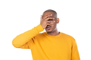 Fototapeta premium Afroamerican guy wearing a yellow jersey