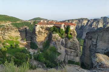 Fototapeta na wymiar Meteora Monastery on the rock panoramic view, Greece