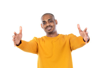 Fototapeta premium Afroamerican guy wearing a yellow jersey