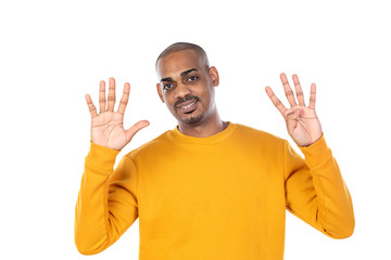 Naklejka premium Afroamerican guy wearing a yellow jersey