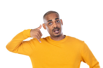 Fototapeta premium Afroamerican guy wearing a yellow jersey