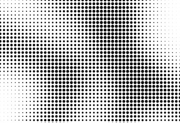 Abstract halftone wave dotted background. Template of black dots on a white background. Chaotic monochrome texture