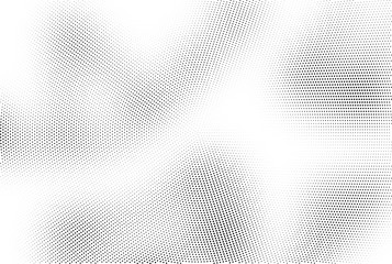 Fototapeta na wymiar Abstract halftone wave dotted background. Template of black dots on a white background. Chaotic monochrome texture