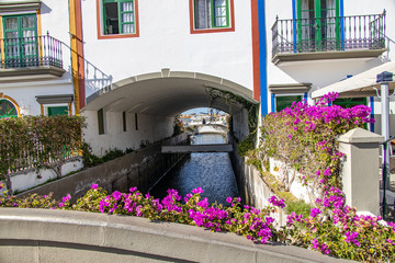colorful city of Puerto de Mogan on the Spanish Canary Island on a warm sunny day