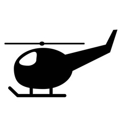 Black silhouette of a helicopter on a white background.