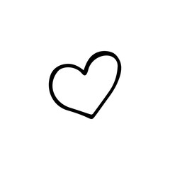 Black and white doodle heart. Hand-drawn linear illustration for the design of holidays, cards, logos, children's rooms.