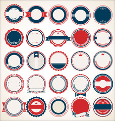Retro vintage blue and red badges and labels