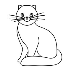 cute cat animal line style icon vector illustration design