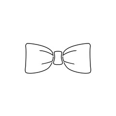Fototapeta premium Black bow tie vector line icon isolated on white