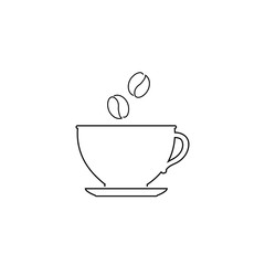 Cup of coffee. Coffee cup line icon. Coffee icon isolated on white