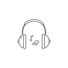 Headphone headset line icon in flat style. Headphones vector illustration on white isolated background. Audio gadget business