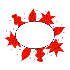 Floral frame of red leaves for design. Vector illustration.