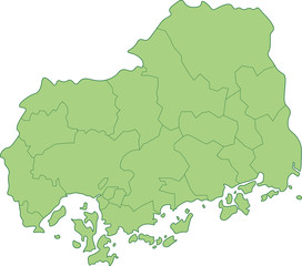 広島県の地図_市町村ごとに色を変えられます