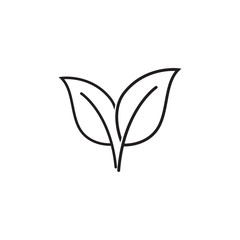 natural set of green leaves line