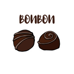Chocolate candies set vector illustration two bonbon isolated on white background.