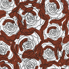 seamless pattern of red roses and black frame. modern style for background, printed fabric, fashion, wall paper, cover, poster.