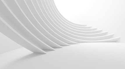 White Wave Background. Abstract Minimal Exterior Design. Creative Architectural Concept