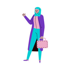 Arabian muslim woman university student sketch vector illustration isolated.
