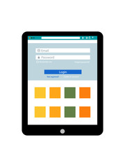 Tablet with login form. Vector