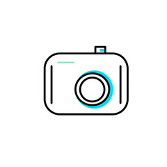 Photographer simple icon black on white with blue