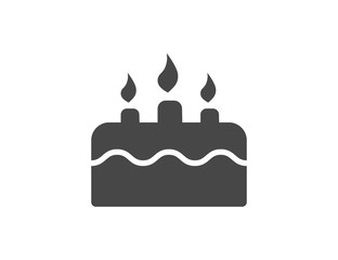 Cake icon, birthday cake vector web icon isolated on black background, EPS 10, top view	