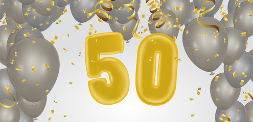 Number 50th anniversary birthday balloon isolated on background party celebration