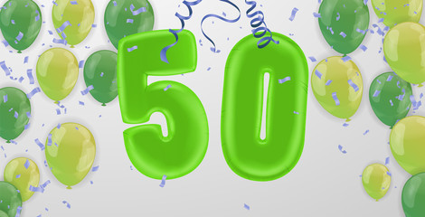 Number 50th anniversary birthday balloon isolated on background party celebration