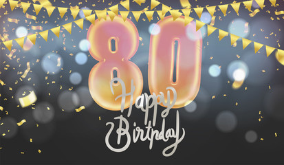 Number 80th anniversary birthday balloon isolated on background party celebration