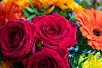 Rote Rosen im Blumenstrauß