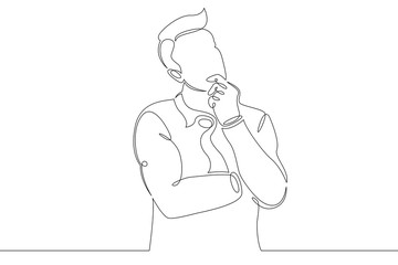  single drawn line art doodle businessman thinks © derplan13