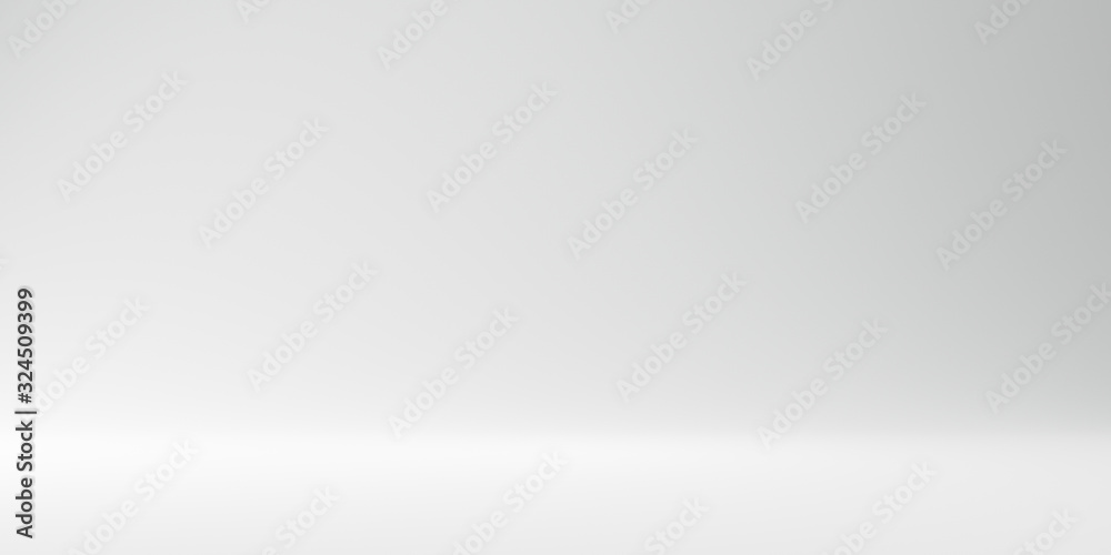 Poster Blank gray gradient background with product display. White backdrop or empty studio with room floor. 3D rendering.