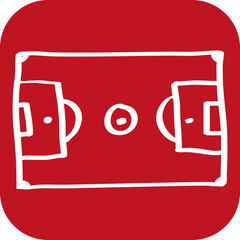 Handgezeichnetes Fußballfeld auf rotem Hintergrund