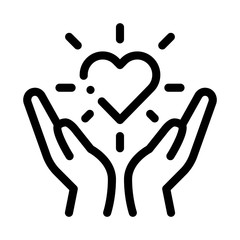 Hand Hold Heart Icon Vector. Outline Hand Hold Heart Sign. Isolated Contour Symbol Illustration