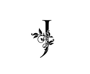 Classy Elegant letter J. Graceful royal style. Calligraphic beautiful logo. Vintage drawn emblem for book design, weeding card, brand name, business card, Restaurant, Boutique, Hotel. 