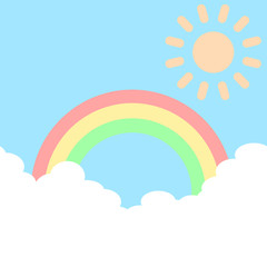 雲の背景　正方形　太陽と虹
