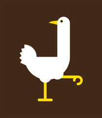 Cute ostrich running african flightless bird cartoon animal design flat vector illustration isolated on color background