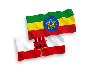 Flags of Ethiopia and Gibraltar on a white background