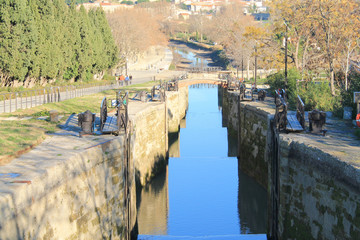 The famous locks of Fonseranes in Beziers, Herault, France