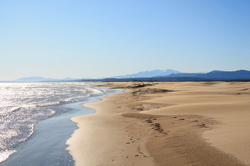 The Amazing sandy beach in Gruissan in the Aude department, France