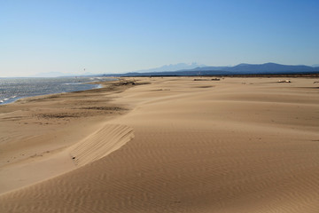The Amazing sandy beach in Gruissan in the Aude department, France